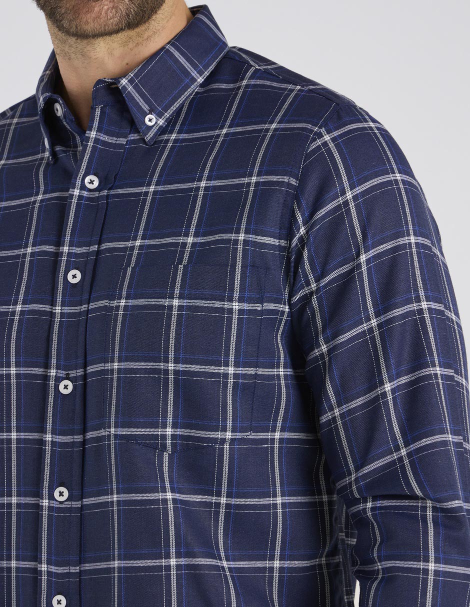 Camisa casual de algodón manga larga para hombre 7