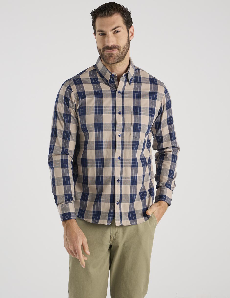 Camisa casual de algodón manga larga para hombre 1