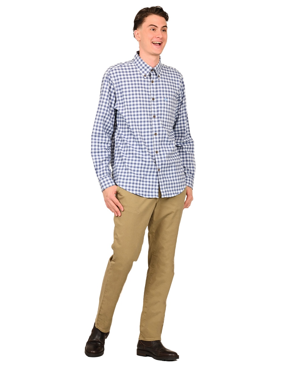 Camisa casual Ferrioni de algodón manga larga para hombre