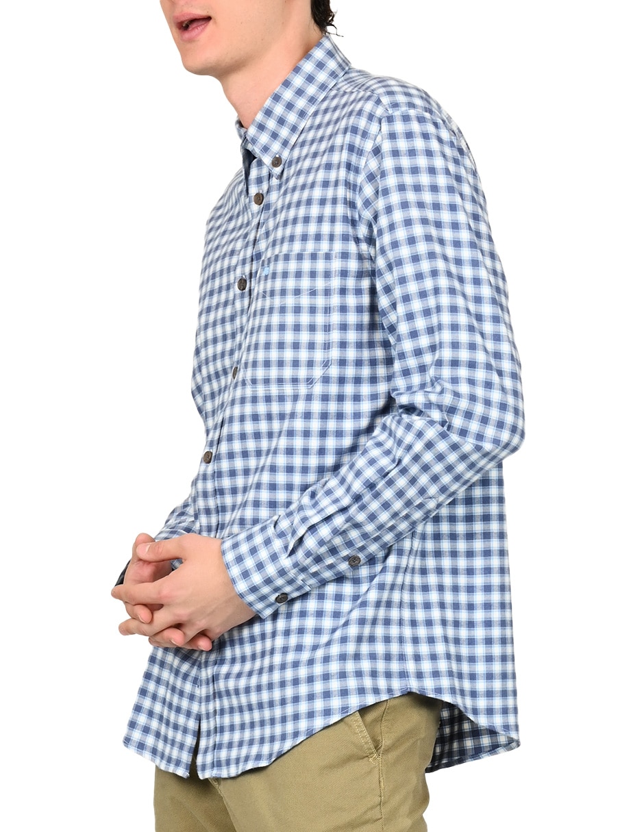 Camisa casual Ferrioni de algodón manga larga para hombre