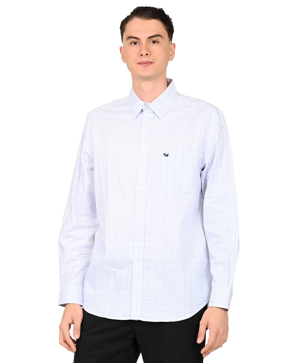Camisa casual Ferrioni de algodón manga larga para hombre