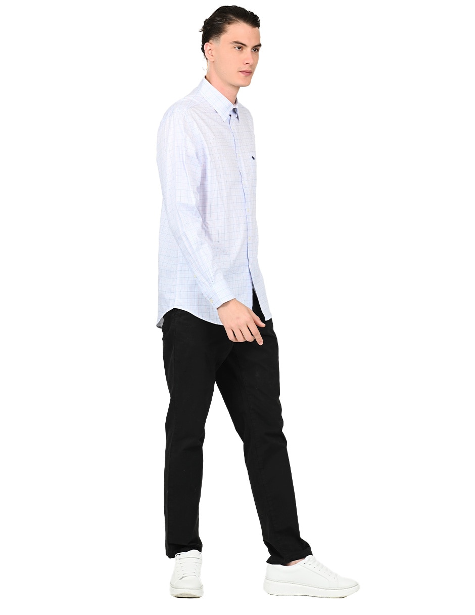 Camisa casual Ferrioni de algodón manga larga para hombre