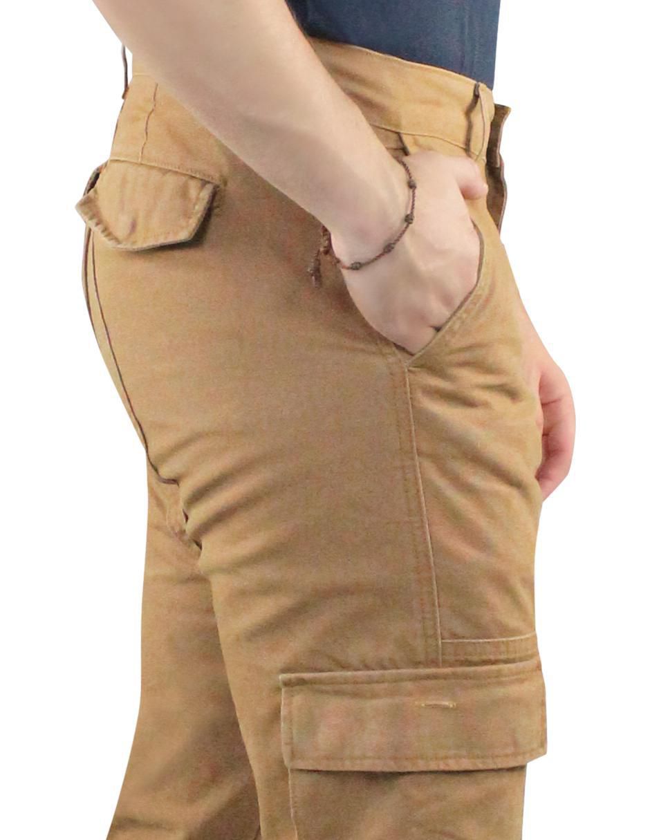 Pantalón cargo cargo recto de gabardina para hombre 3