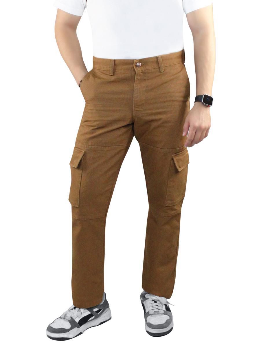 Pantalón cargo cargo recto de gabardina para hombre