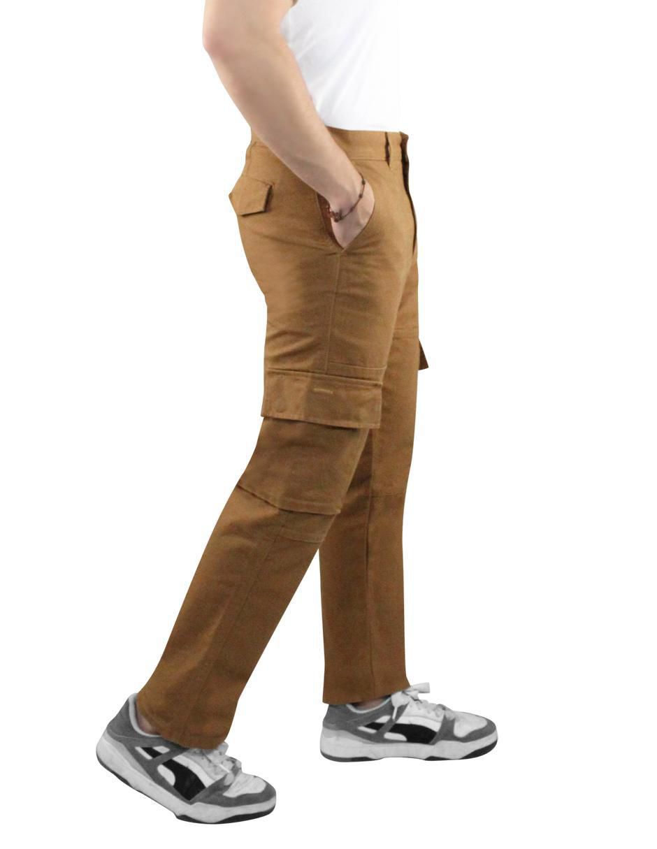 Pantalón cargo cargo recto de gabardina para hombre 5
