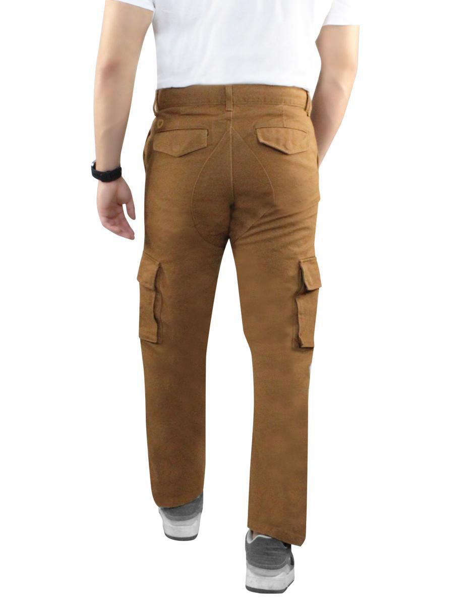 Pantalón cargo cargo recto de gabardina para hombre 4