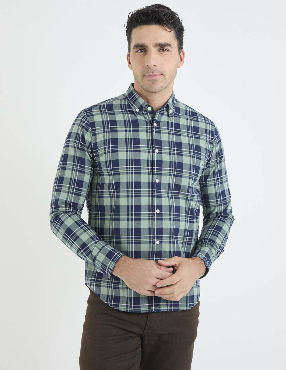 Camisa casual de algodón manga larga para hombre 1