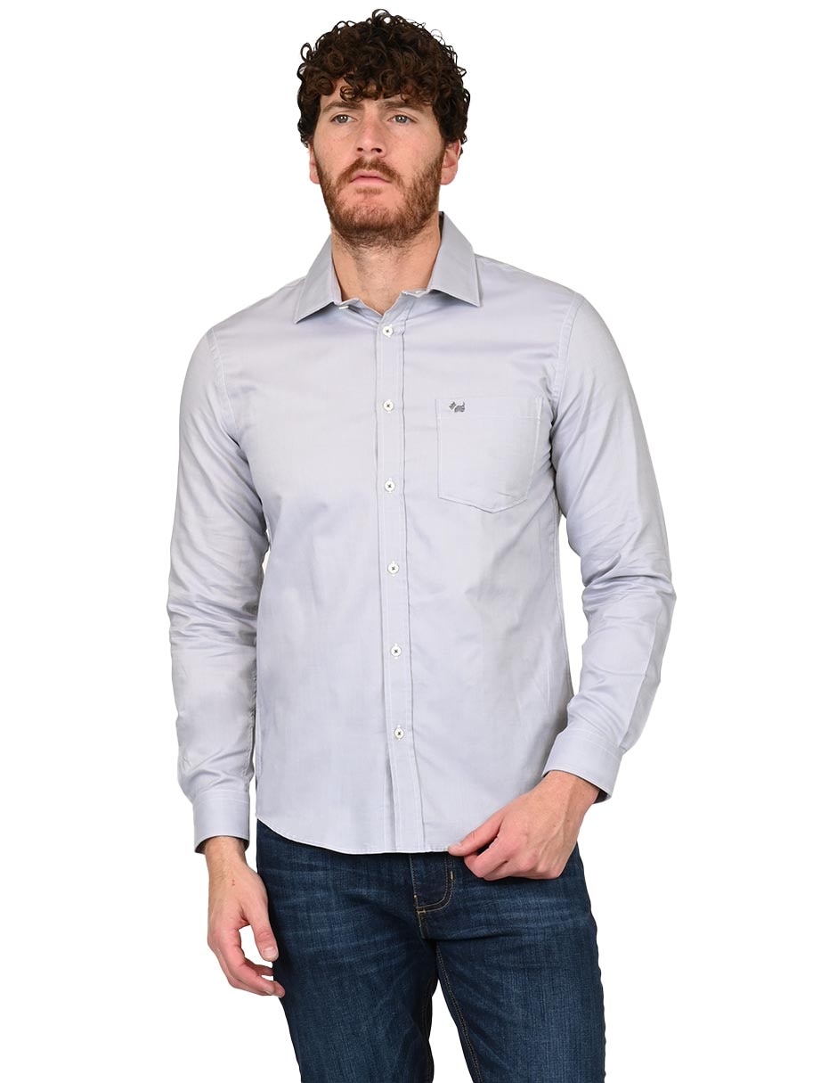 Camisa casual de algodón manga larga para hombre