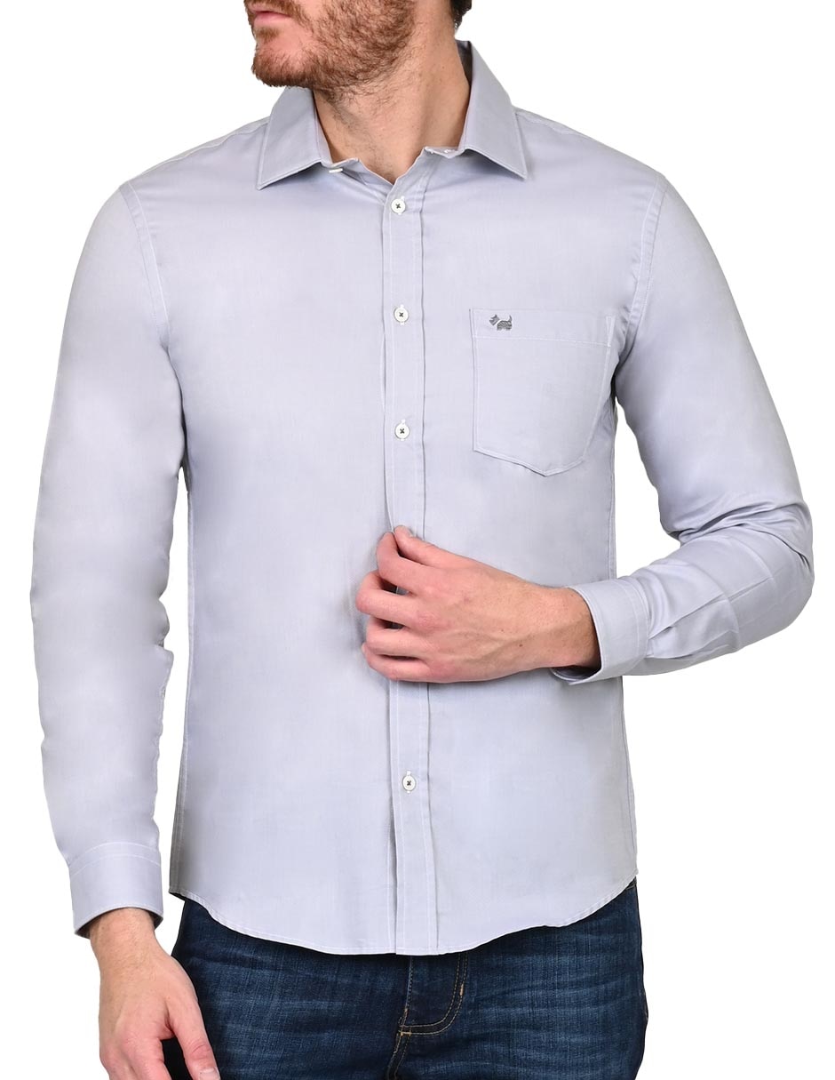 Camisa casual de algodón manga larga para hombre