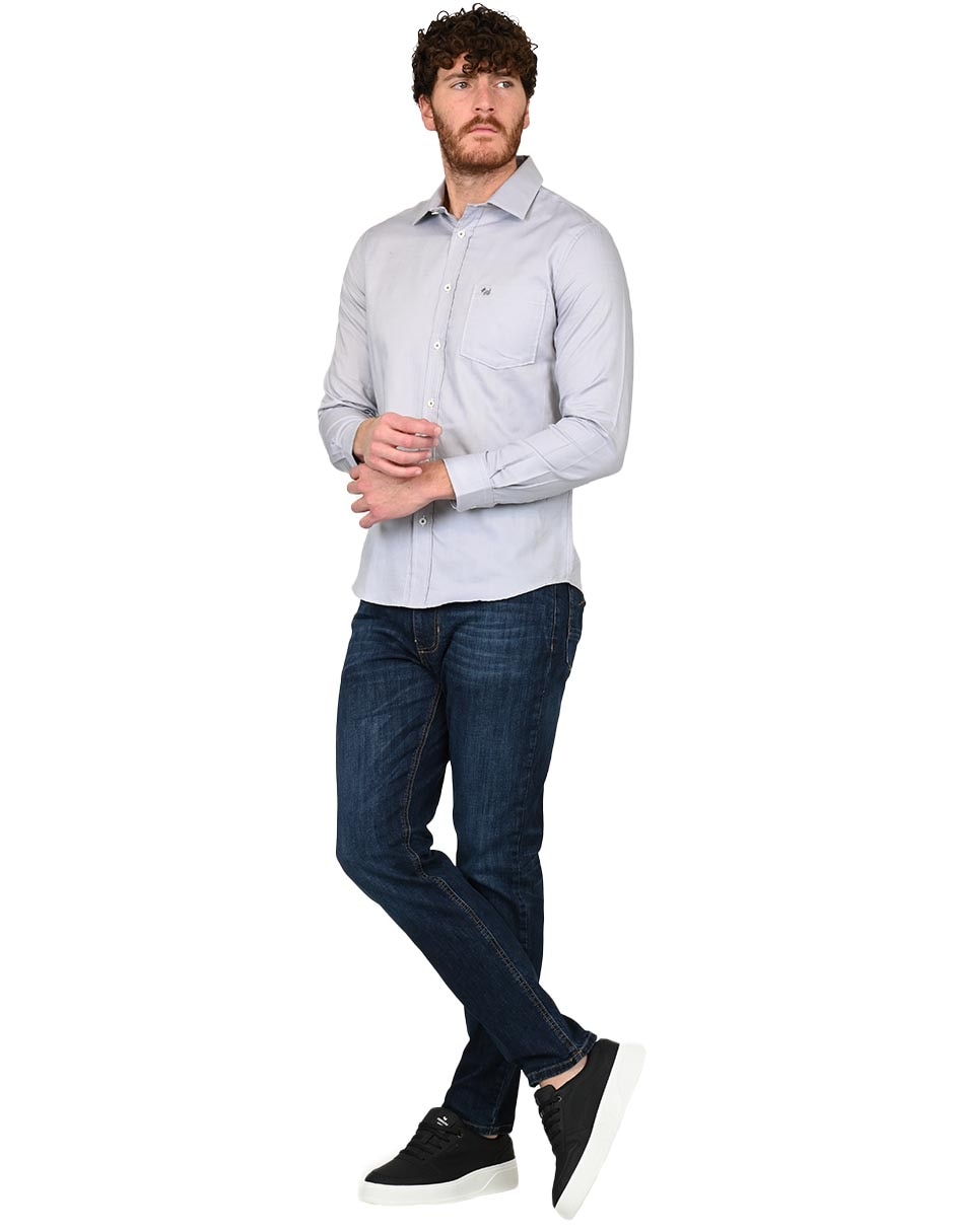 Camisa casual de algodón manga larga para hombre
