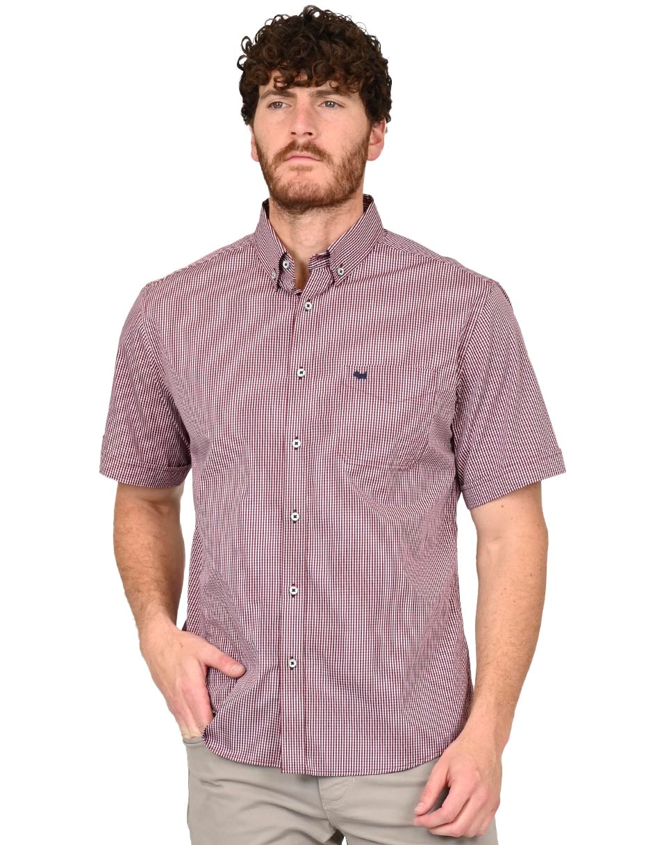 Camisa casual ferrioni de algodón manga corta para hombre