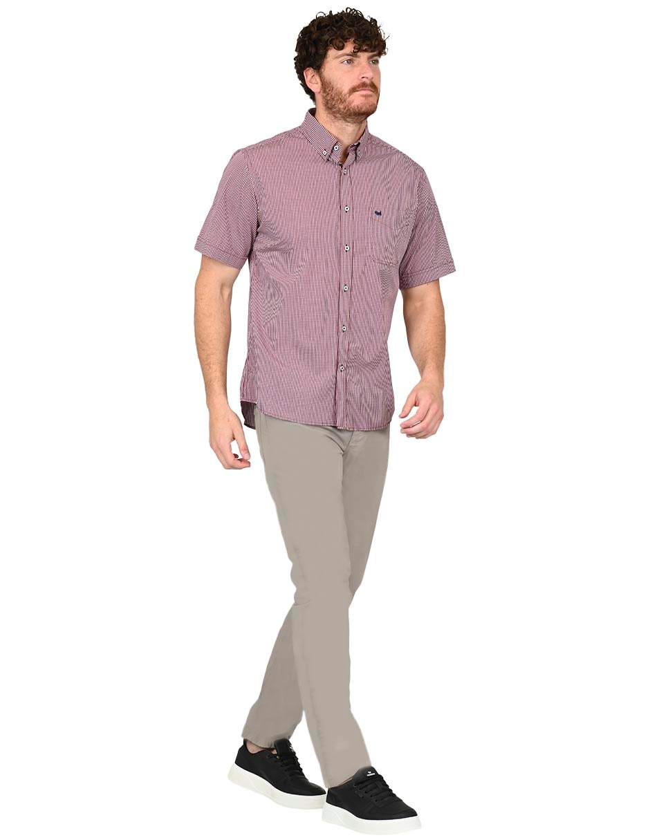 Camisa casual ferrioni de algodón manga corta para hombre