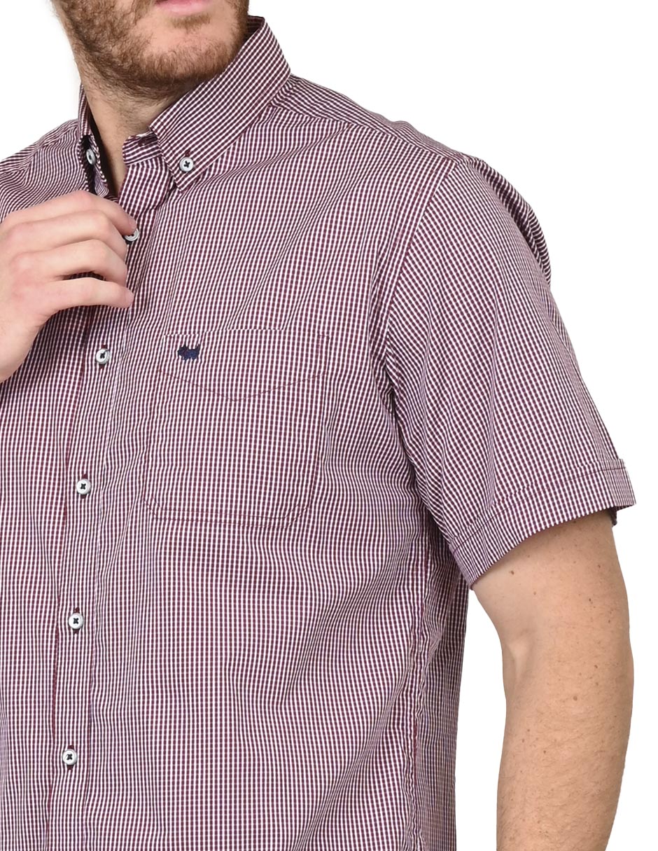Camisa casual ferrioni de algodón manga corta para hombre