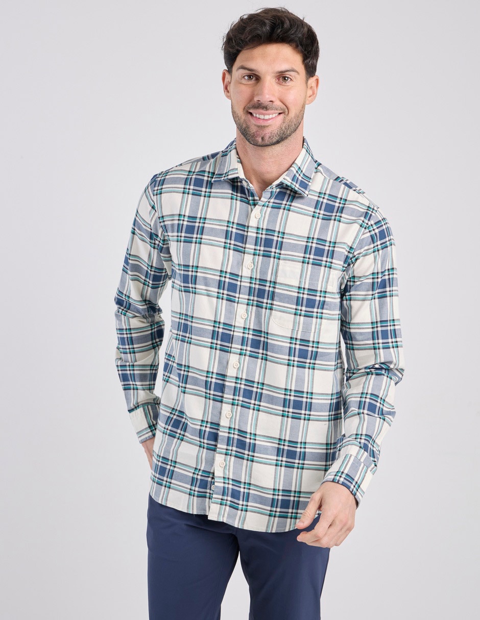 Camisa casual de algodón manga larga para hombre 1