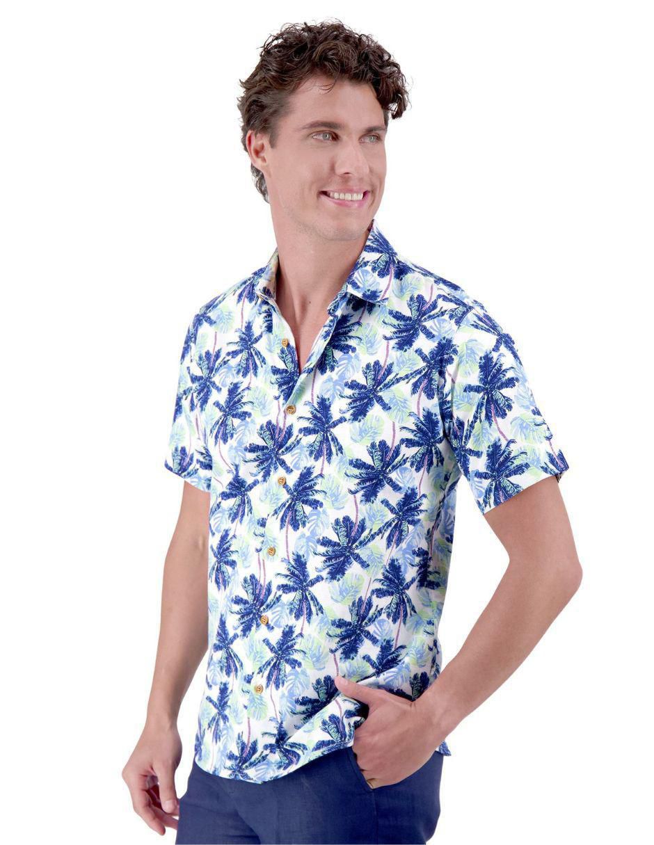 Camisa casual de algodón manga corta para hombre