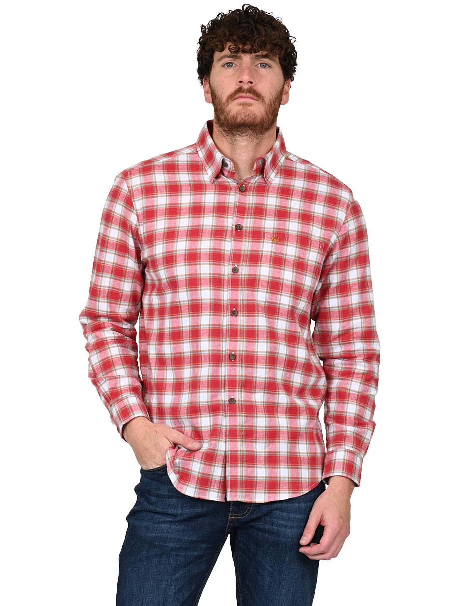 Camisa casual de algodón manga larga para hombre