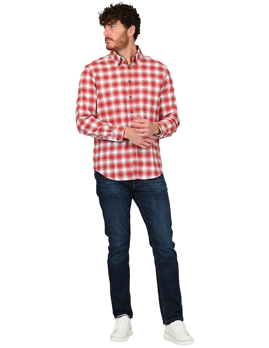 Camisa casual de algodón manga larga para hombre