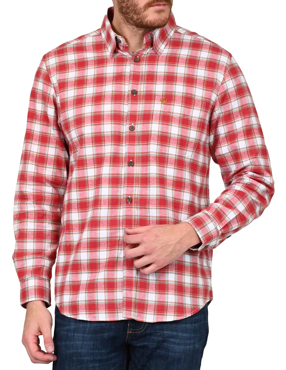 Camisa casual de algodón manga larga para hombre