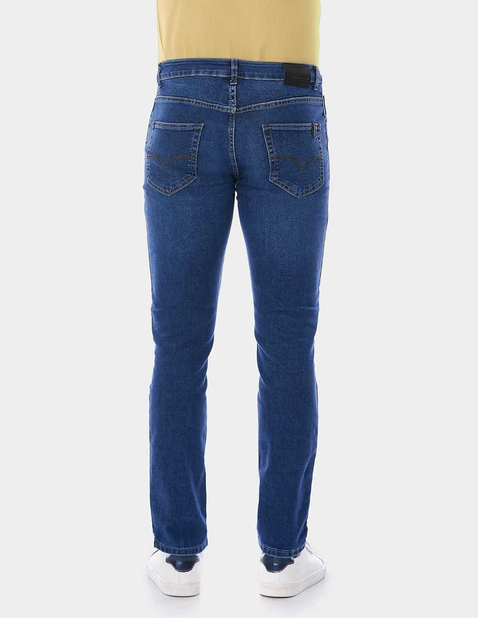 Jeans straight lavado obscuro para hombre 7