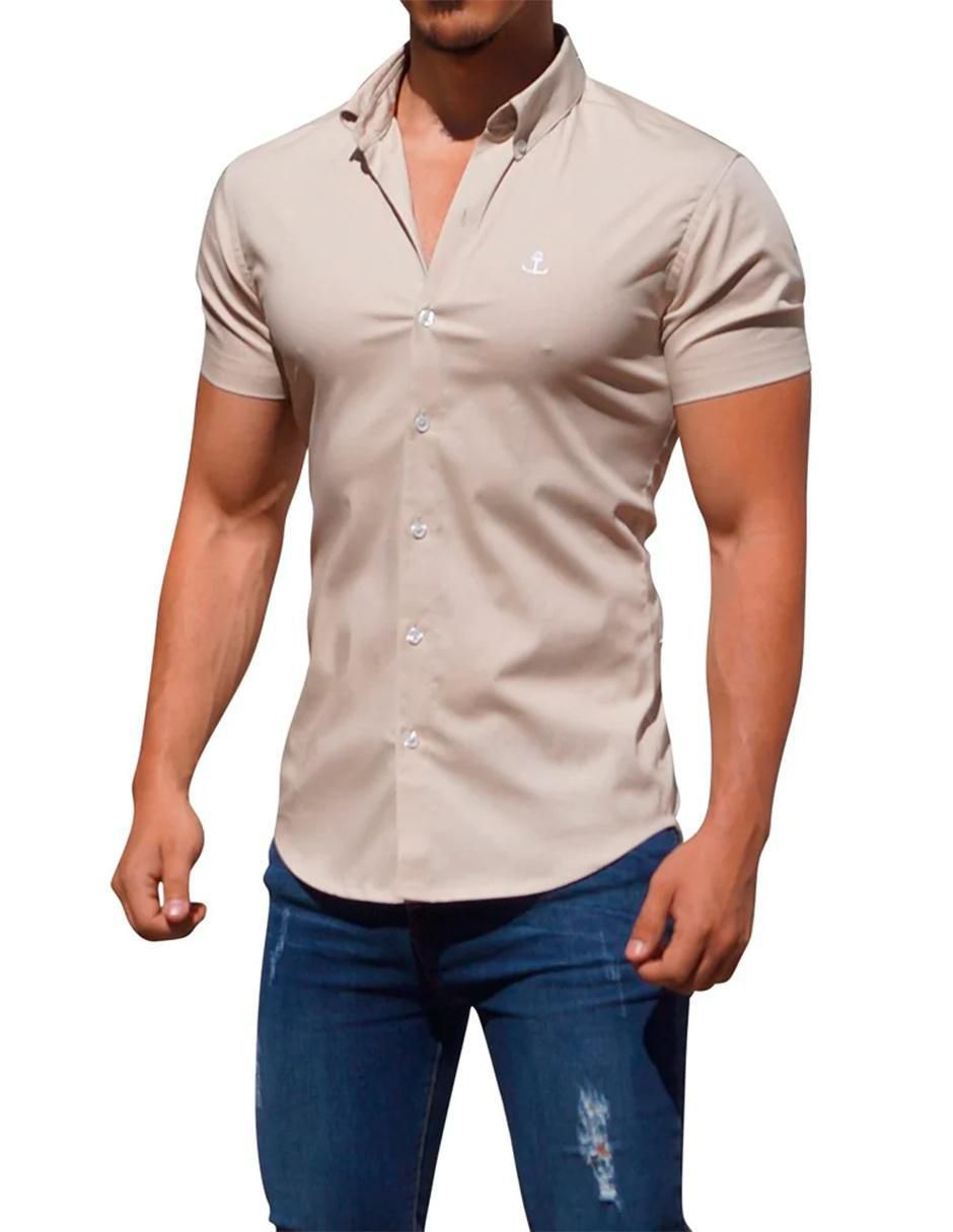 Camisa casual manga corta para hombre 7