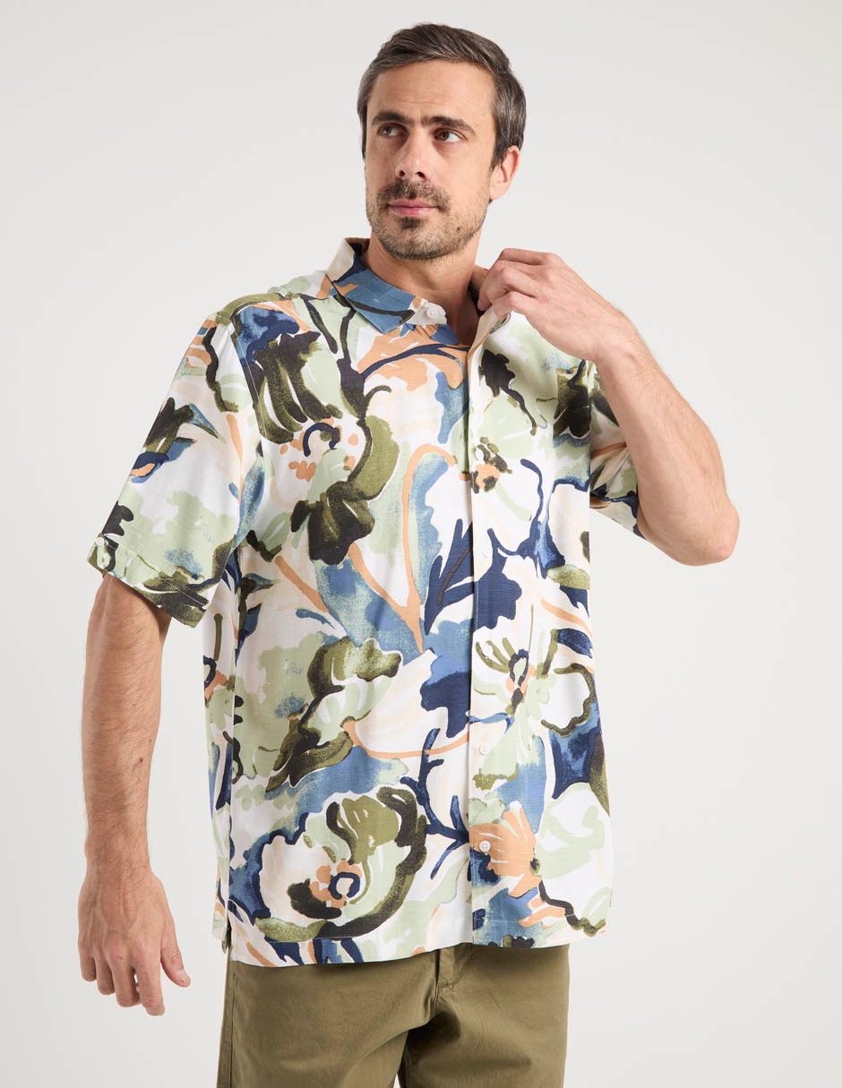 "camisa/sobrecamisa" casual "de" (si aplica) viscosa "manga" corta "para hombre" 1