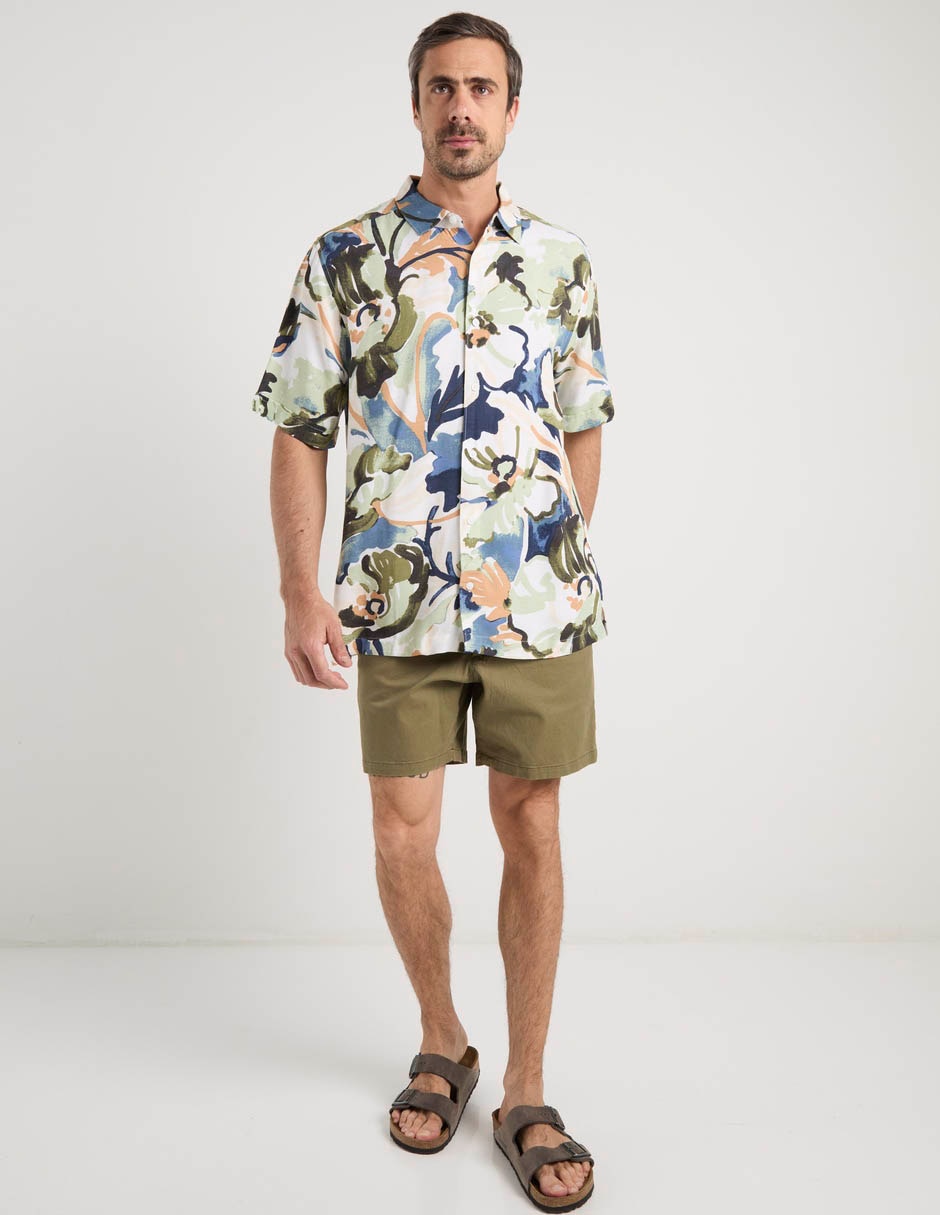 "camisa/sobrecamisa" casual "de" (si aplica) viscosa "manga" corta "para hombre" 7