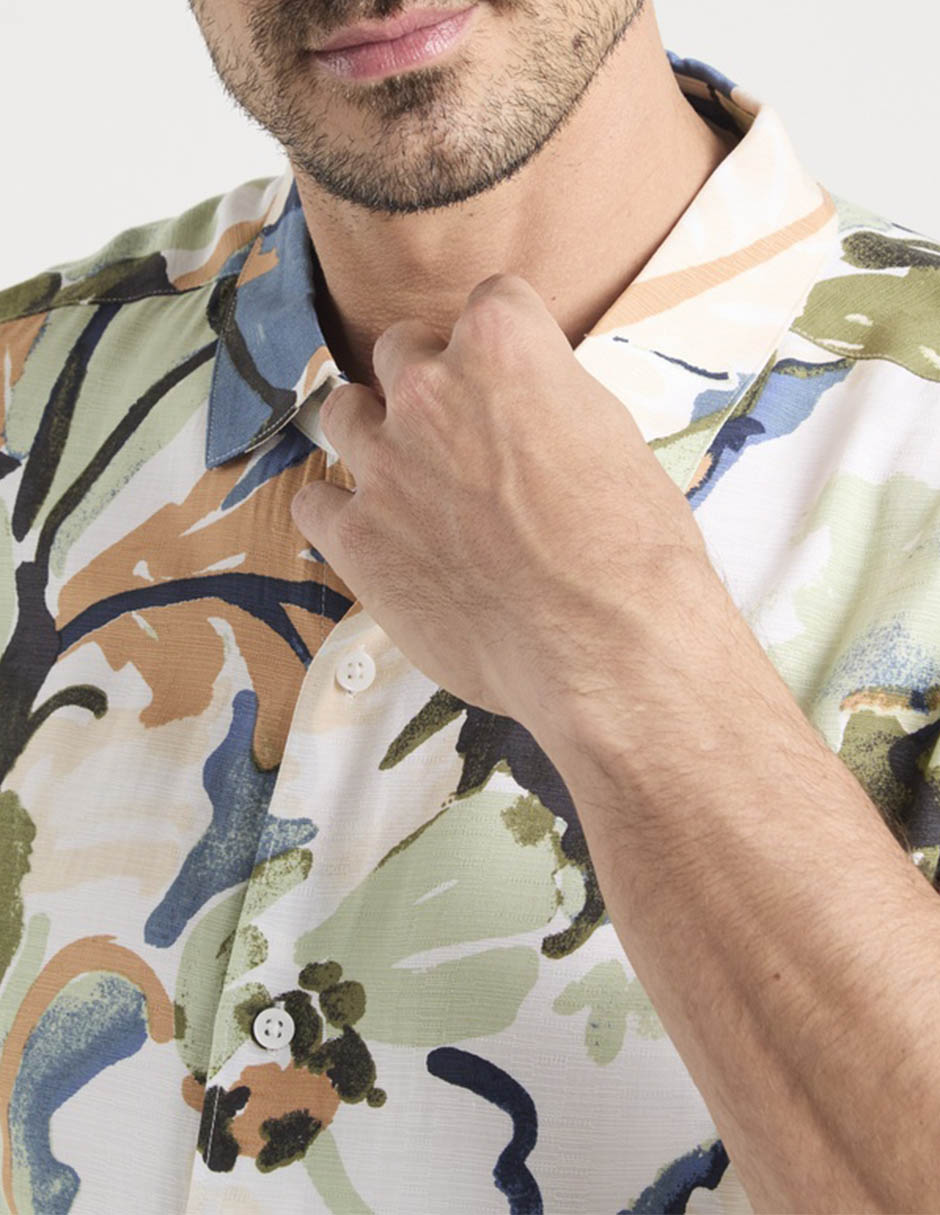 "camisa/sobrecamisa" casual "de" (si aplica) viscosa "manga" corta "para hombre" 9