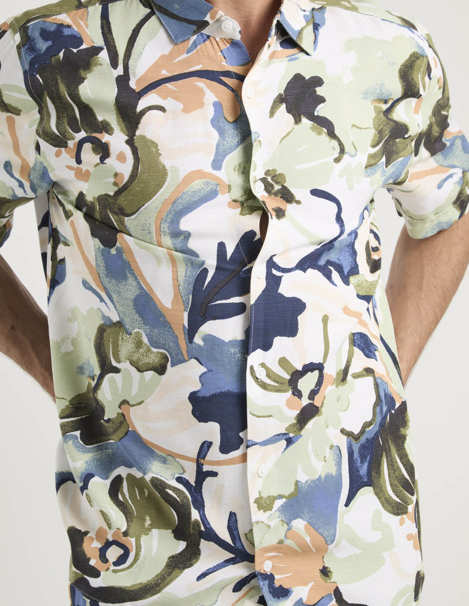 "camisa/sobrecamisa" casual "de" (si aplica) viscosa "manga" corta "para hombre" 10