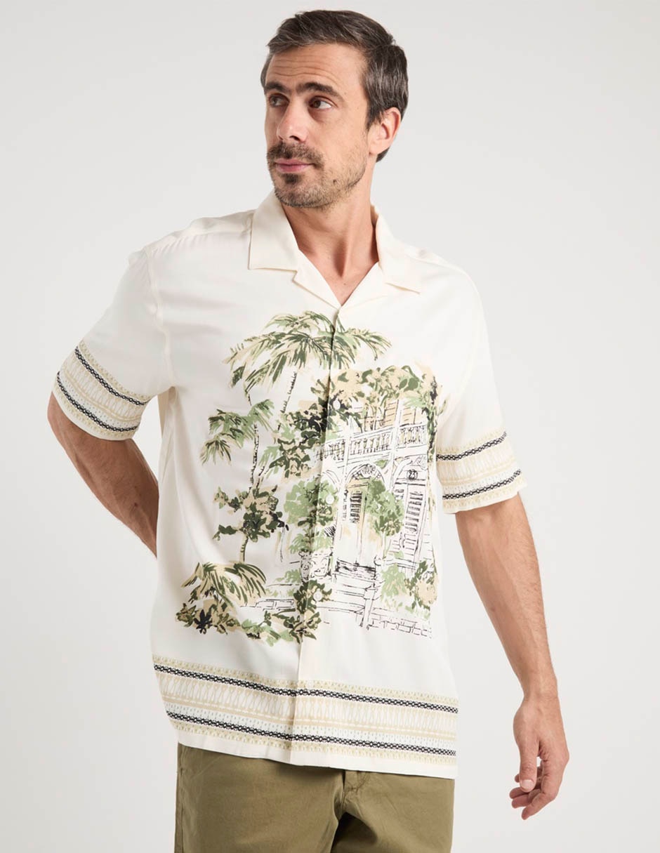 "camisa/sobrecamisa" casual "de" (si aplica) viscosa "manga" corta "para hombre" 1