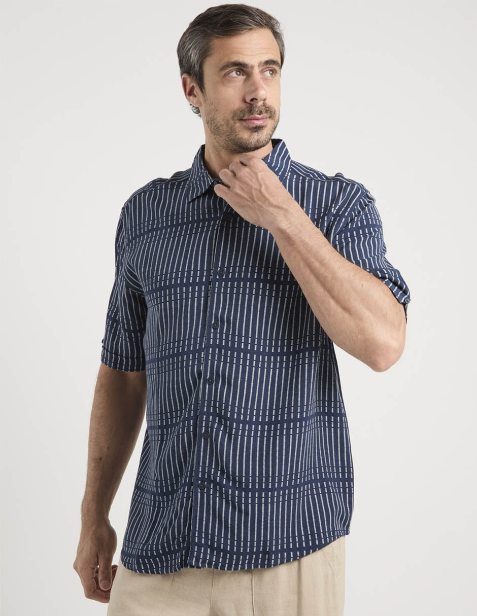 Camisa casual Cubavera de algodón manga al codo para hombre