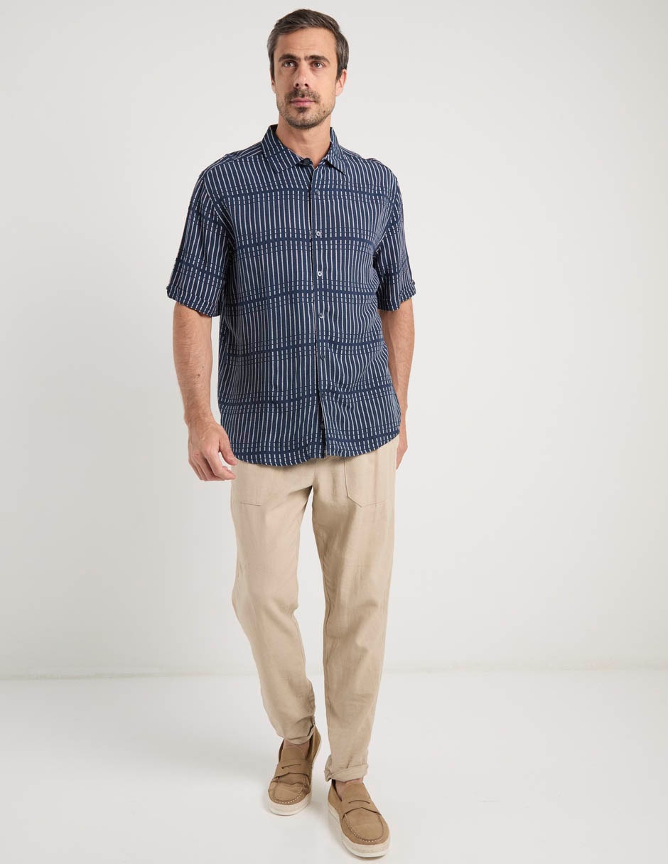 Camisa casual Cubavera de algodón manga al codo para hombre