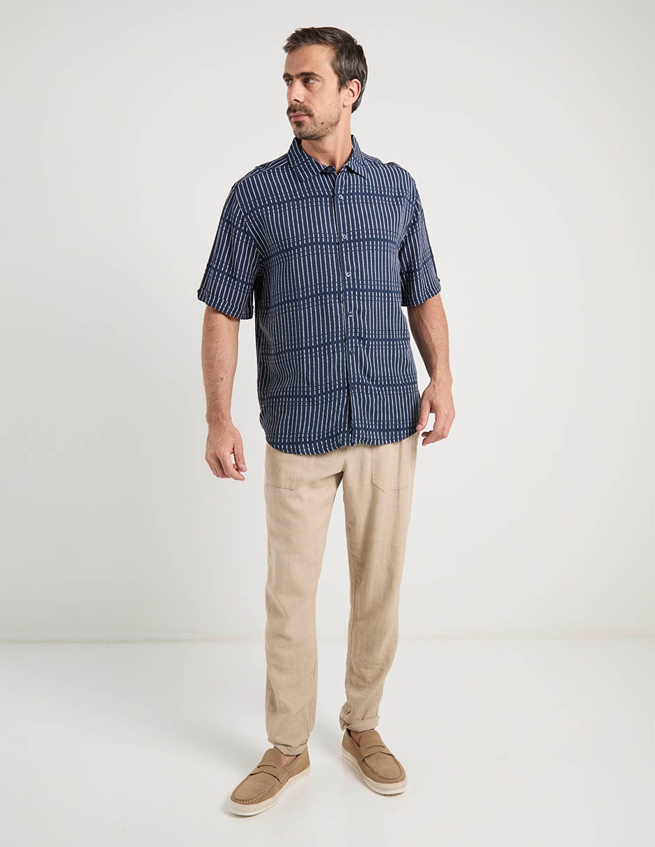 Camisa casual Cubavera de algodón manga al codo para hombre