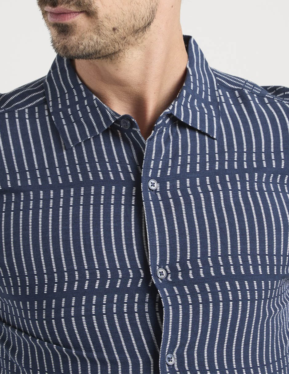 Camisa casual Cubavera de algodón manga al codo para hombre