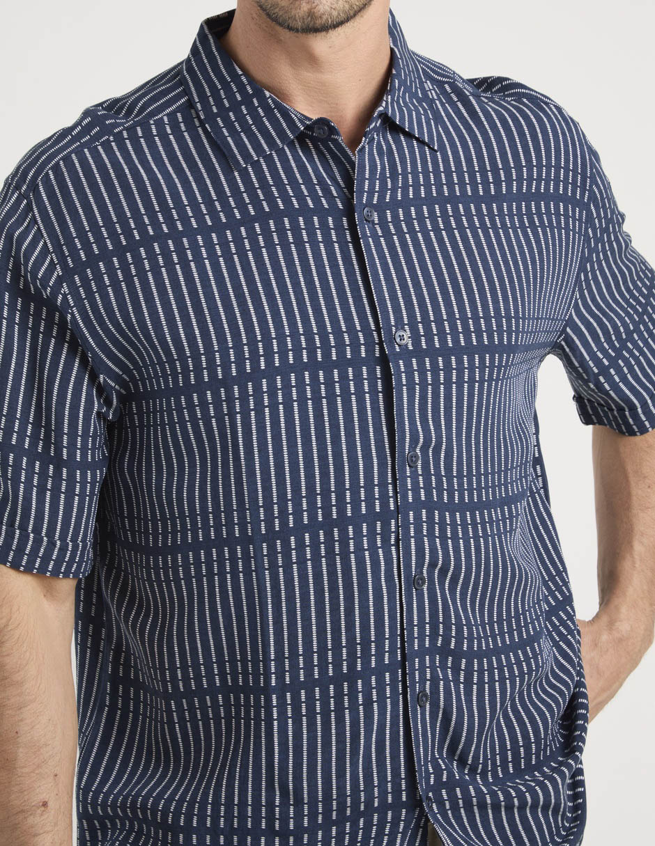 Camisa casual Cubavera de algodón manga al codo para hombre