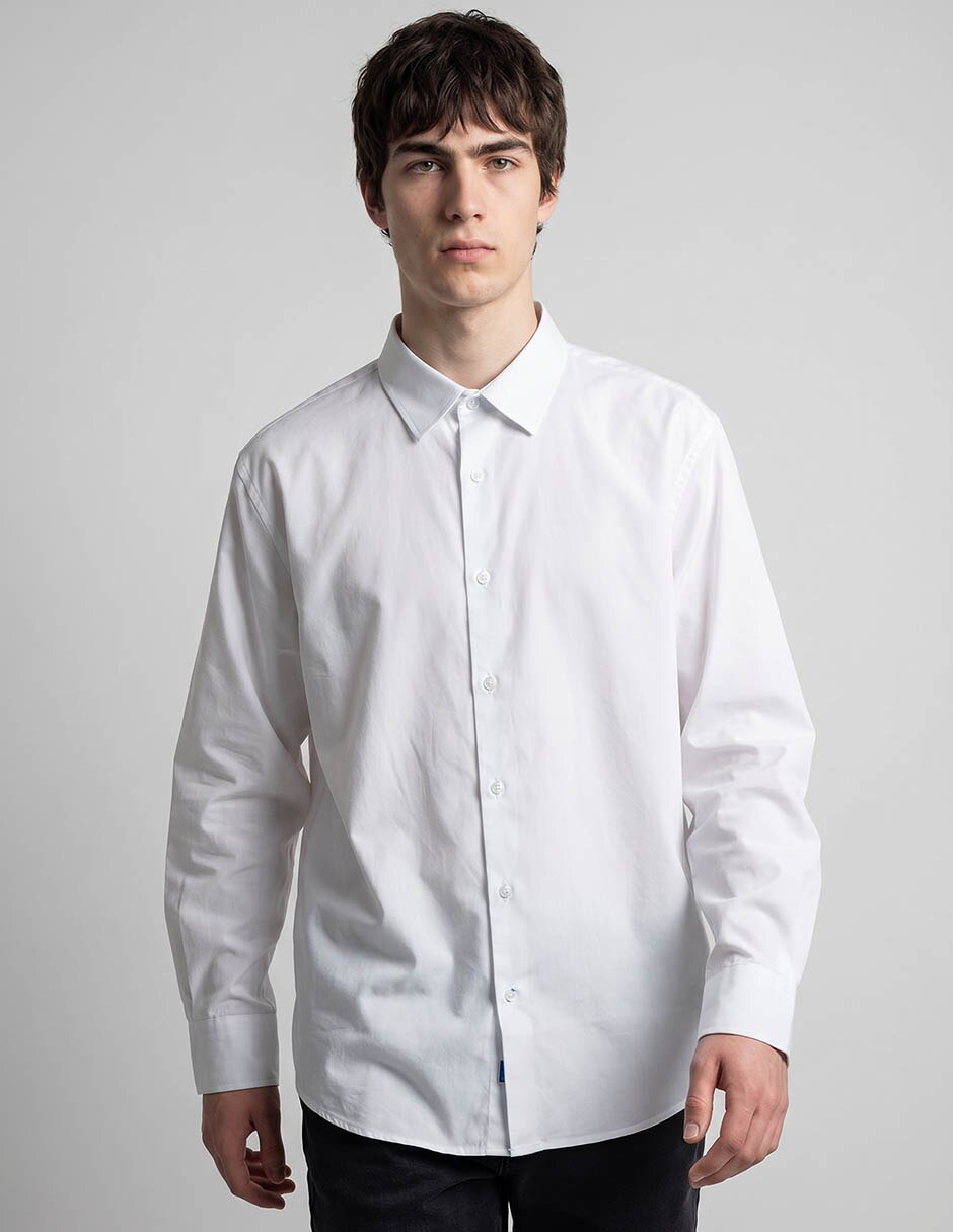 Camisa business casual manga larga para hombre