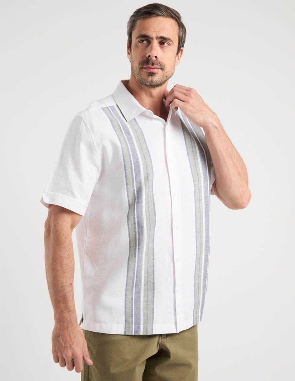 Camisa casual Cubavera de mezcla de materiales manga corta para hombre