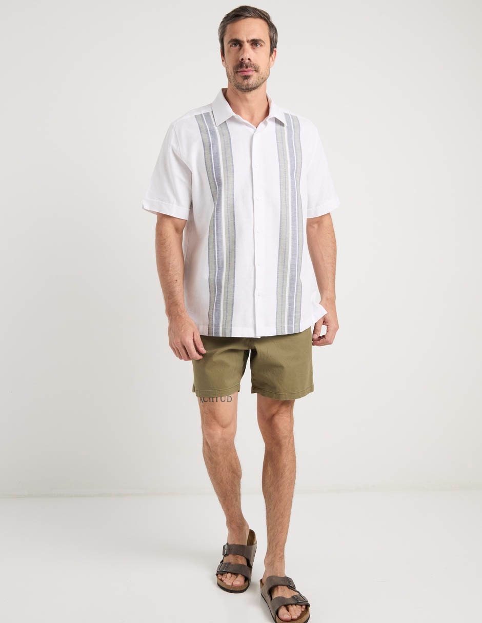 Camisa casual Cubavera de mezcla de materiales manga corta para hombre