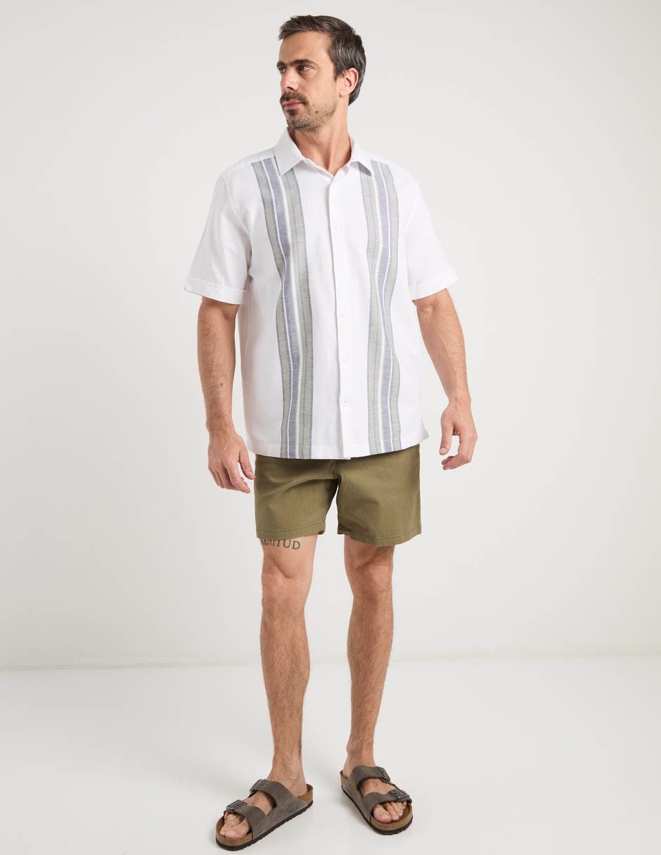 Camisa casual Cubavera de mezcla de materiales manga corta para hombre