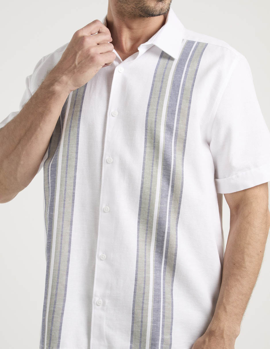 Camisa casual Cubavera de mezcla de materiales manga corta para hombre
