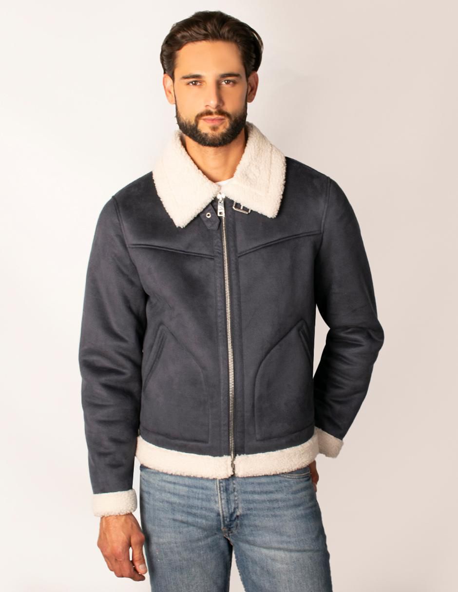 Chamarra casual cuello a contraste para hombre Chamarra casual cuello a contraste para hombre