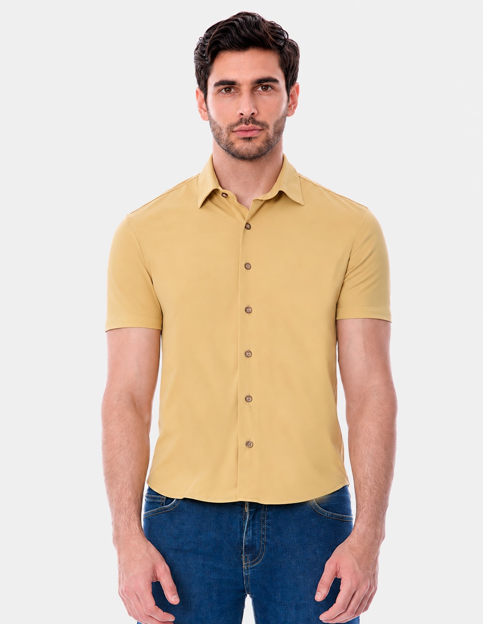 Camisa business casual manga corta para hombre