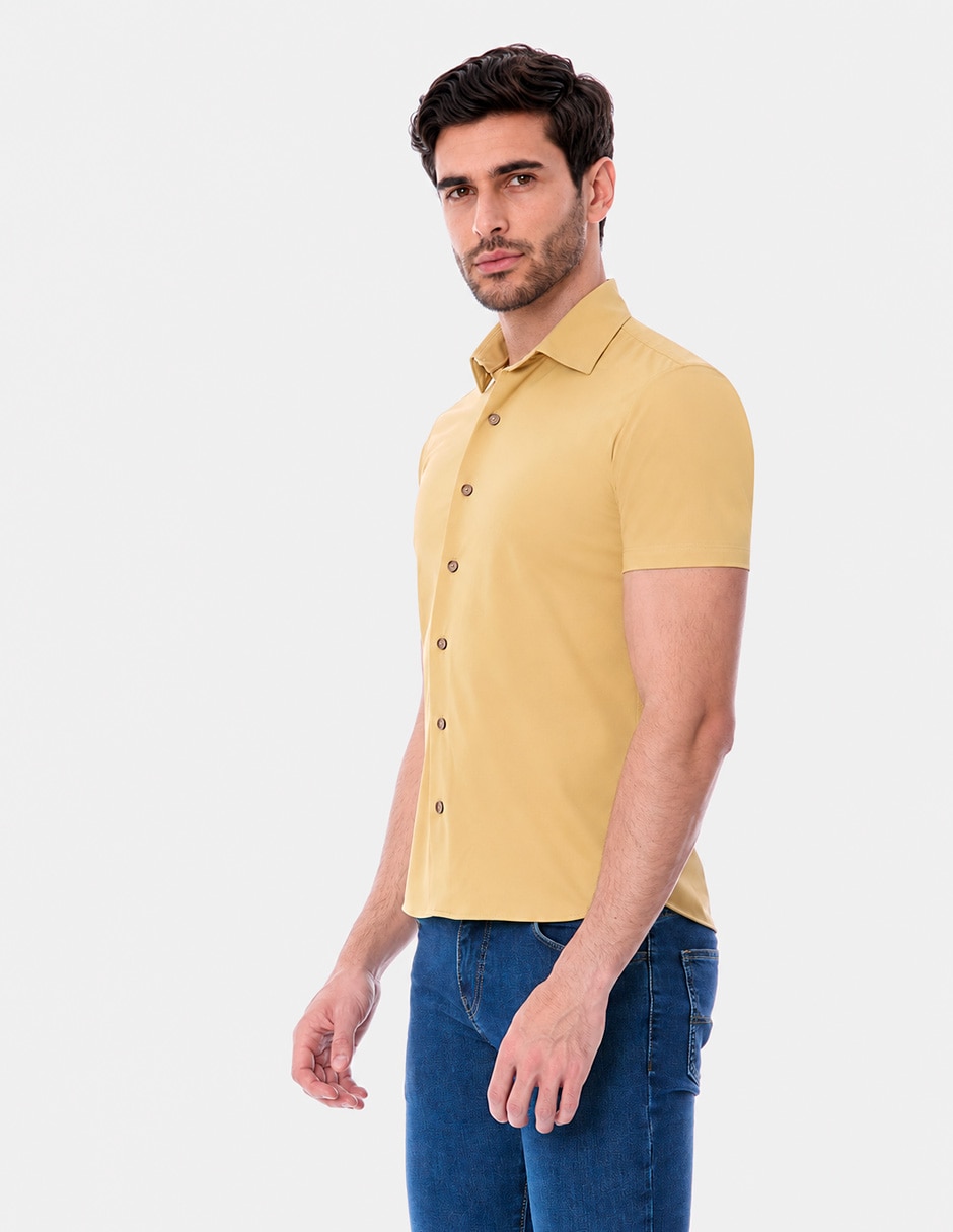 Camisa business casual manga corta para hombre