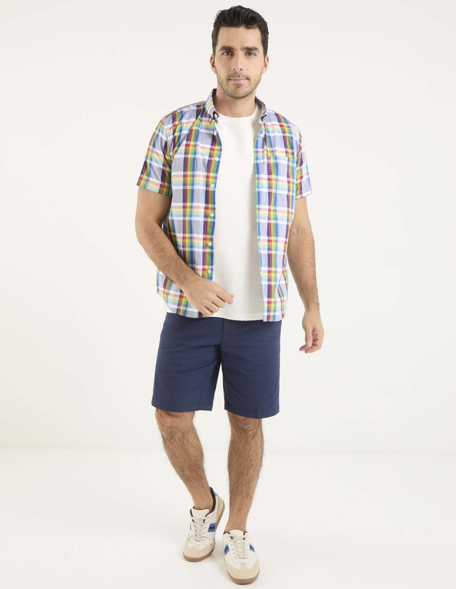 Camisa casual de algodón manga corta para hombre 6