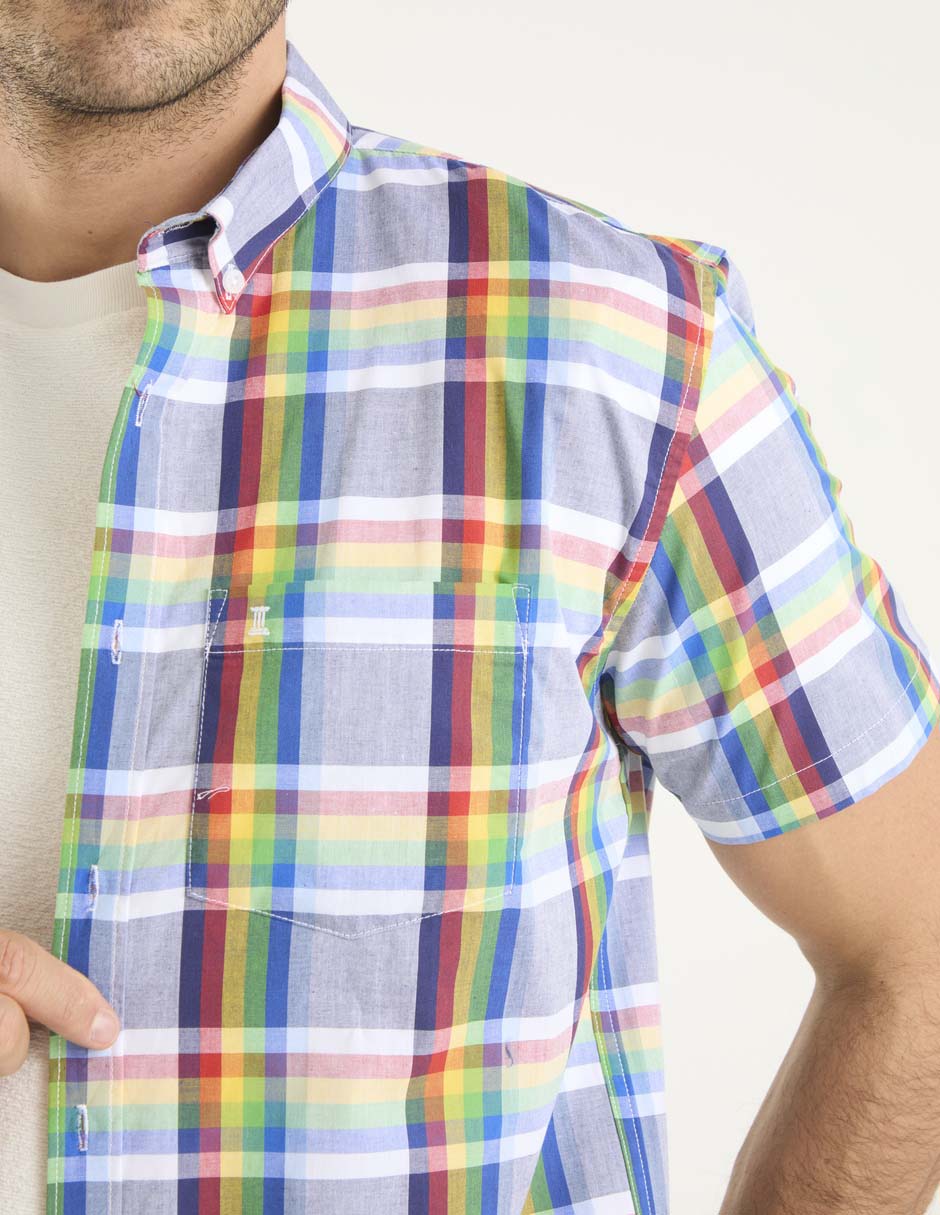 Camisa casual de algodón manga corta para hombre 7