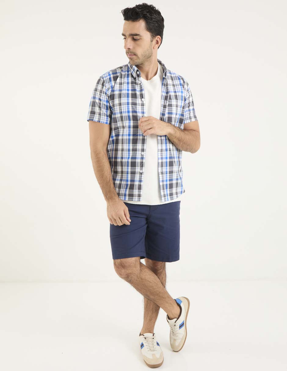 Camisa casual de algodón manga corta para hombre 6