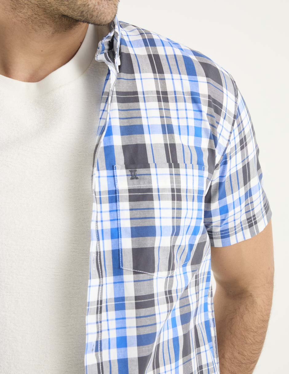 Camisa casual de algodón manga corta para hombre 7