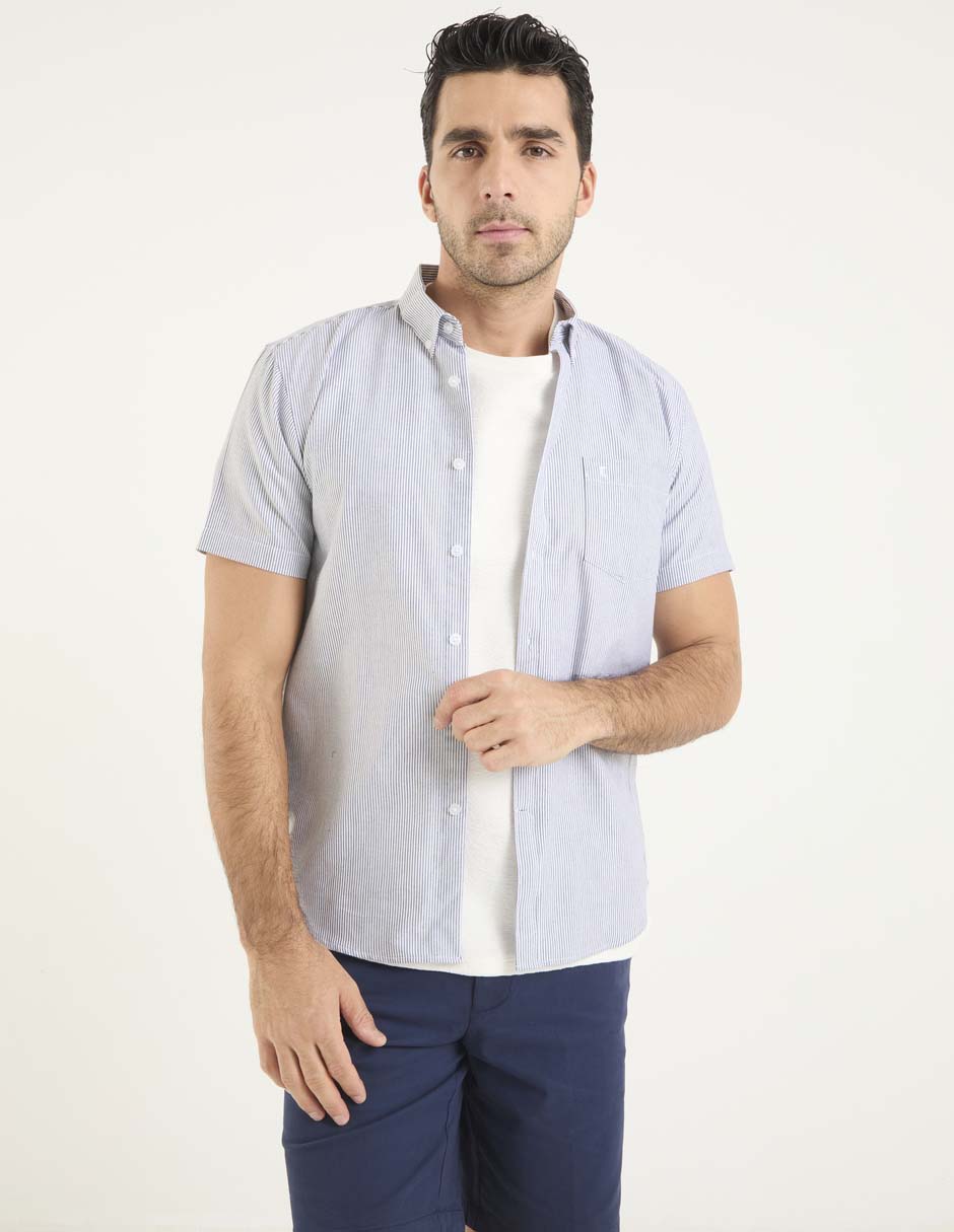 Sobrecamisa casual de algodón manga corta para hombre 1