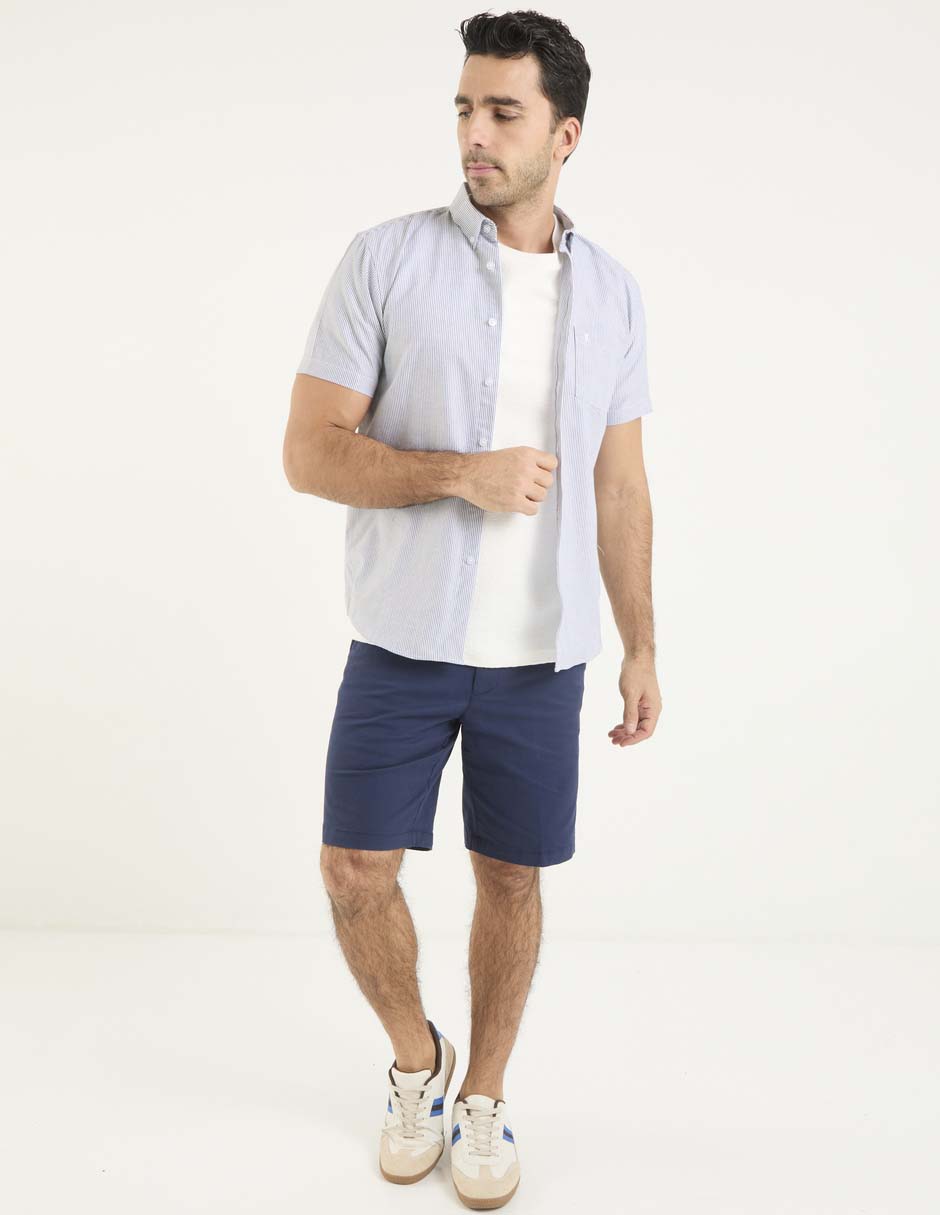 Sobrecamisa casual de algodón manga corta para hombre 6