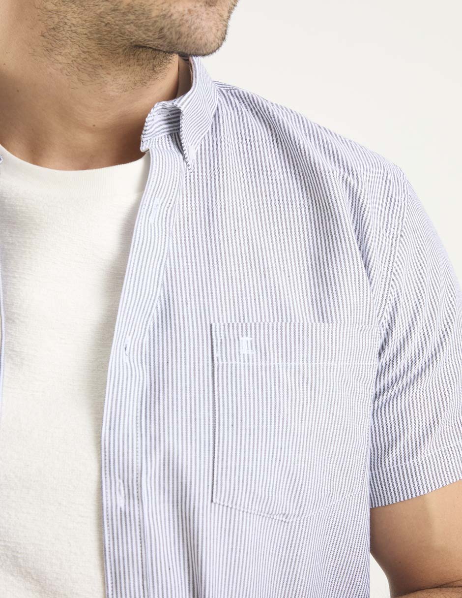 Sobrecamisa casual de algodón manga corta para hombre 7