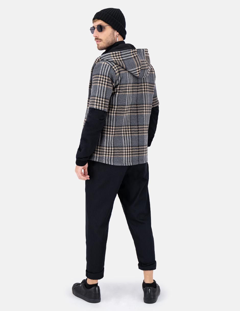 Chamarra casual impermeable capucha y bolsa para hombre 4